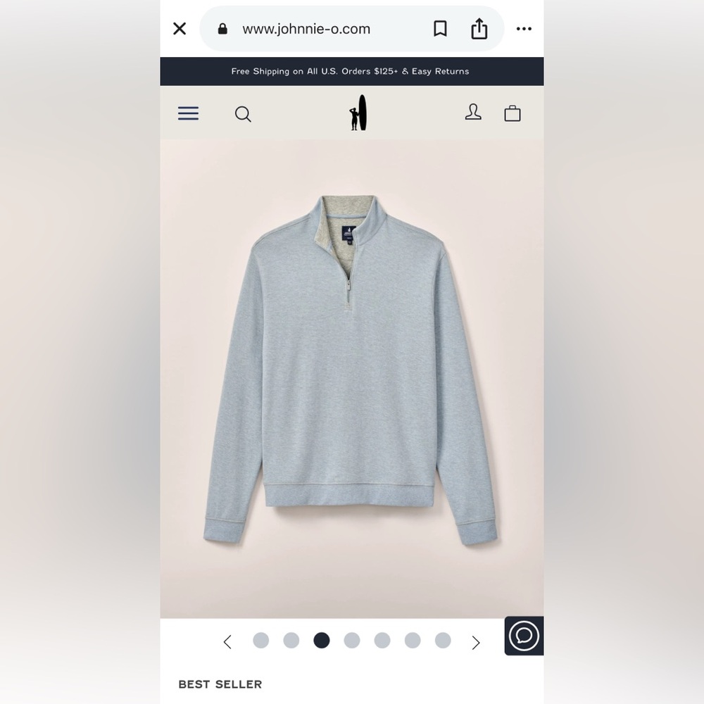 Johnnie-O Hank’s “Lightweight Scully” Quarter Zip Pullover in Malibu Size L - Picture 11 of 16